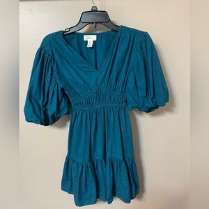 Teal Puff Sleeve Boutique Dress